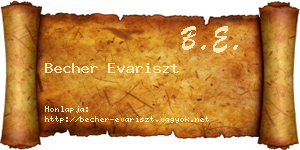 Becher Evariszt névjegykártya